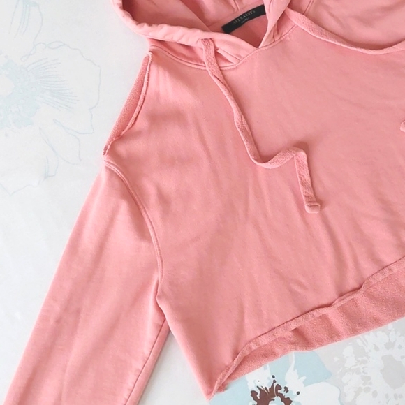 All saints cold shoulder cropped soft pink hoodie - Picture 4 of 14
